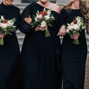 Lulus Black Formal One-Shoulder Pleated Maxi Dress (2XL)